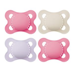 MAM Original Matte Baby Pacifiers, Binky for Girls 0-6 Months, BPA-Free Silicone Nipple, Easy to Clean, Best for Breastfed Babies, Developed with Medical Experts, 4 Count Binkies (Pink / Purple)