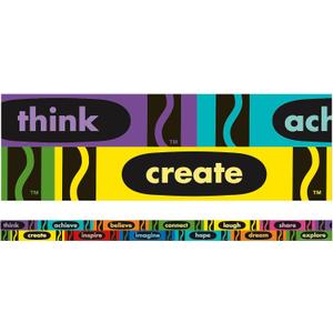 Eureka Crayola Inspirational Words Decorative Classroom and Bulletin Board Trim for Teachers, 2.25" Wide, 12 Strips for 37 Total Feet, OSFA