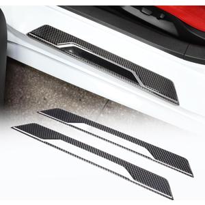 CHEAYAR Car Inner Door Sill Cover Scuff Plate Trim Sticker Compatible with Corvette C8 Stingray 2020-2023, Door Sill Guard Trim Sticker, Soft Carbon Fiber Interior Accessories (Black)