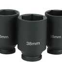 9PCS 1/2" Drive Deep 6-Point Impact Socket Set, Metric,Cr-Mo,29-38mm Radius Corner Design with Heavy Duty Storage Case