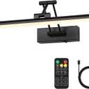 Joossnwell Battery Operated Picture Light Wireless Picture Lights for Paintings with Remote 15.5 Inch Dimmable and Timer Rechargeable Art Light Black Display Gallery Light with Adjustable Swing Arm