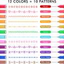 12 Colored Curve Highlighter Pen Set, 10 Different Shapes Dual Tip Markers Cool Pens for Journal Planner Scrapbook Art Office School Supplies for Kids Adults Journaling Drawing Note Taking