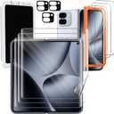 Milomdoi 9 in 1 Screen Protector for Google Pixel 10 Pro Fold, 3 Inside Flexible Film + 3 Front Tempered Glass + 3 Camera Lens Protector Accessories with Installation Frame, No bubbles