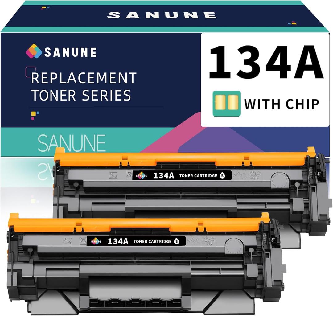 134A W1340A (with Chip) Black Toner Cartridge Replacement for HP 134A 134X W1340A W1340X Ink Cartridges for HP M209dw M234dw M234sdw M234sdn Printer Toner Ink (2-Pack)