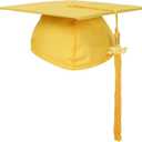 2 x FtyFty Unisex Adult Matte Graduation Cap with Tassel Year Charm (Yellow)