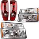 2 x Headlights Tail Lights Combo Compatible with 2004-2012 Chevy Colorado/GMC Canyon, 2006-2008 Isuzu I-Series - Headlamp Taillight Replace GM2502234, GM2503234 and GM2801164, GM2800164