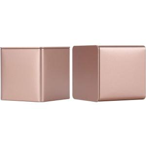 Colorful Square Tin Can Empty Cube Steel Box Storage Container for Treats, Gifts, Favors, Loose Tea, Coffee and Crafts, Mini Portable Small Storage Kit (Gold, 2-Small)