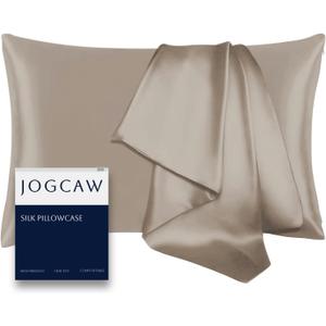 Silk Pillowcase for Hair and Skin, Soft Breathable Smooth Cooling Mulberry Silk Pillow Case, Both Sides Grade 6A Silk Pillow Covers with Hidden Zipper (Taupe-1pc, Queen)