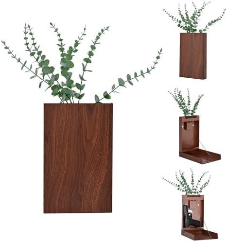 MODorlia Hidden Gun Storage，Wall-Mounted Flower Pots Vase Simulation Eucalyptus Farmhouse Wall Decor Suitable for Indoor Fake Plants Living Room Bedroom Kitchen Home Office Decoration
