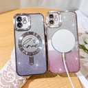 Fiyart Compatible with iPhone 11 Case,Compatible with MagSafe Love Heart Plating Camera Protection TPU Magnetic Glitter for Women Girls Shockproof Phone Bumper 6.1"-Purple