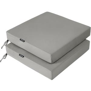 Favoyard Patio Chair Cushions 20 x 20 x 3 Inch Waterproof Outdoor Seat Cushions for Patio Furniture 3-Year Color Fastness Garden Sofa Couch Chair Pads with Handle & Adjustable Straps Set of 2, Grey
