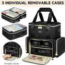 Extra Large Makeup Bag with 3 Removable Cases, Double Layers Travel Cosmetic Storage Organizer Bag with Detachable Dividers, Black (EXP 08/07/26)