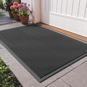 Front Door Mat 20''x31'', Drainage Heavy Duty Dirt Trapping Non-Slip Doormats, Outdoor Rubber Floor Mats, Restaurant Commercial Kitchen Industral Pool Entrance Bar Wet Area, Black