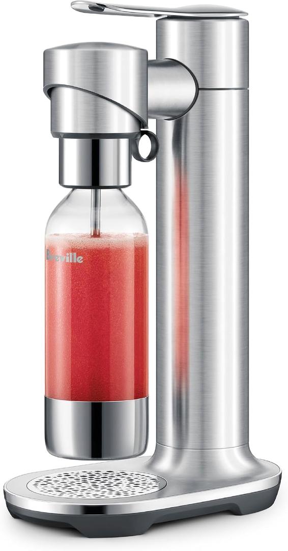 Breville BCA800BSS InFizz Fusion Sparkling Water and Beverage Carbonator, CO2 Cylinder Not Included, Brushed Stainless Steel, Small