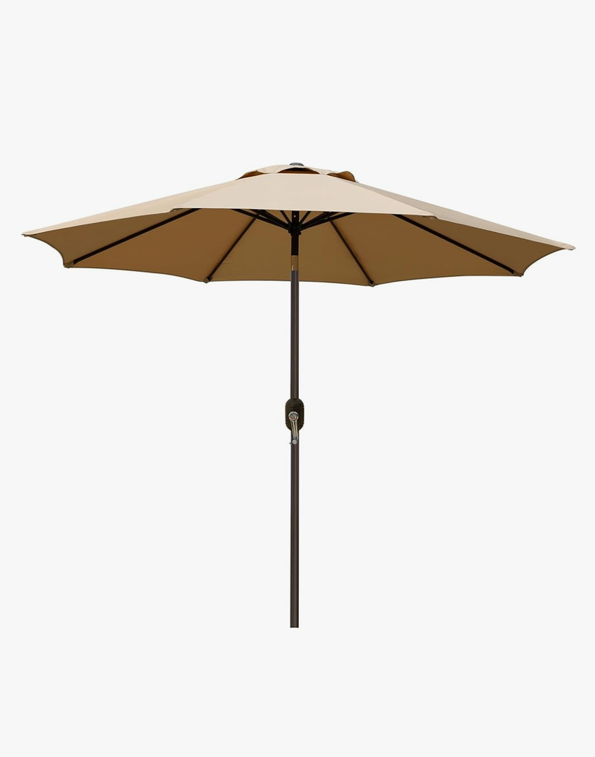 10ft Beanss Outdoor Patio Umbrella, Table Umbrella with Push Button Tilt and Crank, 8 Ribs Market Umbrella
