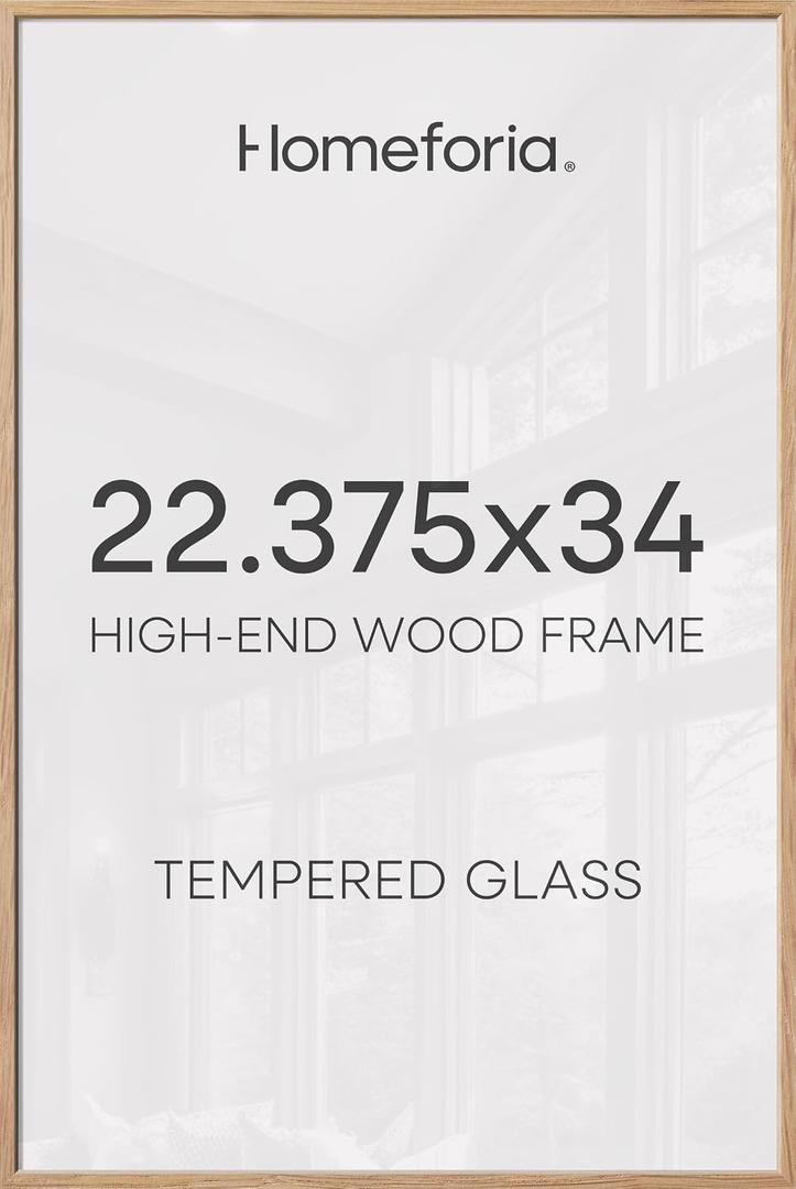 Homeforia 22.375x34 Natural Oak Puzzle Poster Frame, High-End Wood, Glass