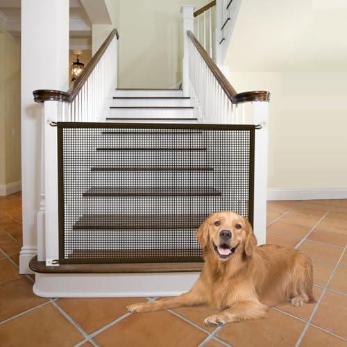 Cupount Baby Gate for Stairs - Dog Gate Indoor Safety Mesh Pet Gates for Doorways (Brown, 30" H x 38" W)