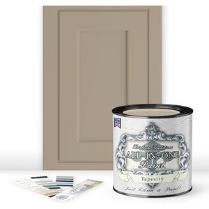 ALL-IN-ONE Paint, Durable cabinet and furniture paint. Built in primer and top coat, no sanding needed. Includes our 30 featured color card - Tapestry (khaki brown), Quart (32 Fl Oz (Pack of 1))