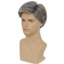 Kaneles Mens Grey Short Wig Synthetic Replacement Costume Halloween Soft Layered Natural Hair Male Wigs (Gray)