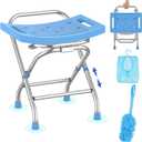 Folding Shower Seat - Stainless Steel Shower Chair for Inside Shower - 420lbs Height Adjustable Foldable Shower Stool - Portable Travel Collapsible Bath Bench for Elderly, Senior, Handicap & Disabled