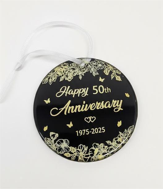 50th Anniversary Ornament, 50th Wedding for Couple Husband Wife Parents Grandparents, 50 Years Decorations Keepsake, Glass Ornaments