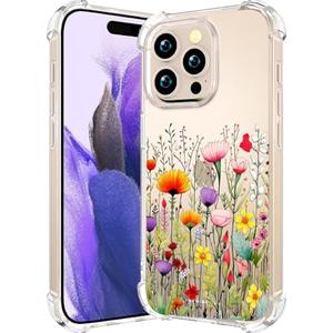 CCFUNCASE Compatible with iPhone 16 Pro Case Clear Cute for Women - Rugged Phone Cases Funda Protector Cover Skin (Yellow Florals Field Spring)