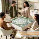 UTELKA Green Mahjong Mat, Japanese Garden Mahjong Mats Table Cover, Green Oriental Noise Reduction Mahjong Game Pad, Chinoiserie Mahjong Accessories Supplies for Poker, Card, Board 31.5 Inch