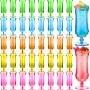 Rtteri 40 Pcs Hurricane Glasses 15 oz Plastic Luau Tumblers Frozen Cocktail Tumblers Colorful Hurricane Cups for Outdoors Tropical Hawaiian Summer Holiday Party Drinking, 5 Colors