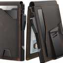 typecase Tactical Wallet for Men Card Holder: Pop Up Card Case, Full Grain Leather, Smart, RFID Blocking, Slim, Minimalist, Thin, Front Pocket - 10 Card Slots, ID Window, Money Clip (Burnished Black)