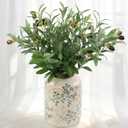 Artificial Olives Plants Stems for Vase, 4 Pcs Fake Greenery Olive Branches Stems Faux Green Plants Leaves for Table Desk Livingroom Kitchen Indoor Home Decor
