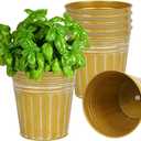 vensovo 6 Inch Gold Metal Rustic Flower Pots - 6Pcs Galvanized Planters with Drainage Hole and Rubber Plug, Rustproof Metal Bucket Plant Pots Farmhouse Vintage Style for Decor
