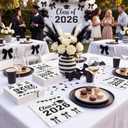 100 Pcs Black Bow Graduation Decorations 2026 Black Bow Graduation Napkins Congrats Grad Class of 2026 Disposable Dessert Paper Napkins for College High School Party Decorations