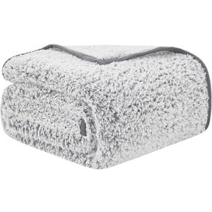 EMME Soft Sherpa Fleece Blanket Reversible Plush Fluffy Large Blanket, Light Weight Warm Decorative Boho Blanket Cover for Sofa, Couch, Bedroom, Travel(Plush Grey, 50"x60") (Throw)