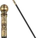 Pimp Cane,Plastic Pimp Canes for Men Gold Walking Cane Prop Costume Accessories,Halloween Staff Ringmaster Joker Cosplay Party