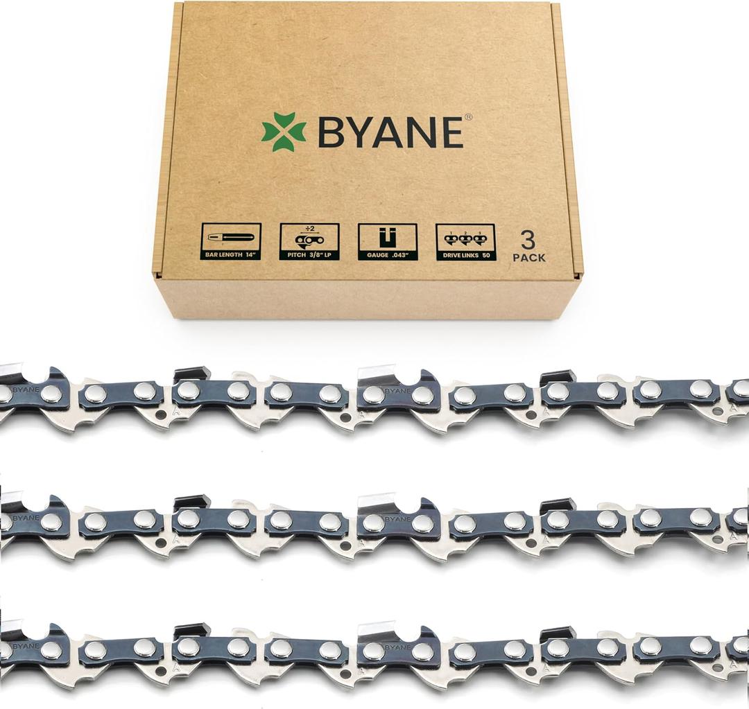 14 Inch Chainsaw Chain, 3/8" LP Pitch, .043'' Gauge, 50 Drive Links - 61PMM3 50 Fits STIHL MS170, MS180C, MS193T, MS194T - 36100050050, R50 (3 Chains)