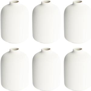 YANLING Small White Vase for Decor, 6 Pack Ceramic Vases for Pampas Grass, Boho Vase for Home Decor White Vases for Flowers, Modern Ceramic Vase Dried Flowers Vases