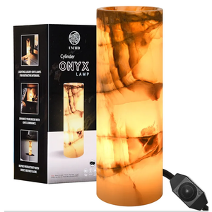 UMAID Handcrafted Onyx Marble Table Lamp, Each Lamp One-of-a-Kind with Natural Patterns, Warm Amber Glow, Dimmable Cord & Bulb, Modern Home Decor for Bedroom, Desk, Office, Living Room, or Bedside