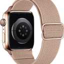 Stretchy Nylon Loop Bands Compatible with Apple Watch 38mm 40mm 41mm 42mm 44mm 45mm 49mm Adjustable Soft Elastics Strap Compatible with Apple Watch SE Ultra iWatch Series 8/7/6/5/4/3/2/1 (Rose