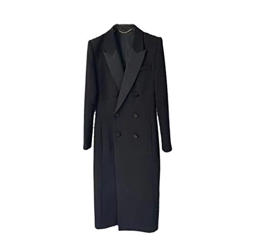 Winter Women's Coats Half-Season Jackets Color Block Extended Wool Trench Coat, XL