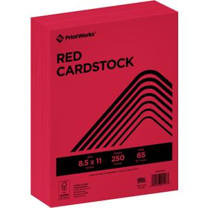 PrintWorks Bright Red Colored Cardstock 8.5 x 11 - 65 lb/176 gsm - 250 Sheets - Made in the USA - FSC Certified - Acid-Free & Fade-Resistant - Printer & Cut Machine Compatible (00117)