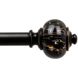 KAMANINA 1 Inch Curtain Rods for Windows 66 to 120 Inches Black Heavy Duty Curtain Rods 32 to 120 (2.6-10ft), Adjustable Long Drapery Rod with Marbled Finials