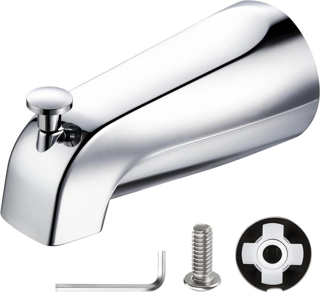 1 Pack Slip on Tub Spout with Diverter, Compatible with American Standard 8888026.002 Tub Spout, Bathroom Bathtub Faucet, Fits 1/2" Copper Water Tube(5/8" Diameter), Polished Chrome, 5/32" Hex Wrench (Chrome)