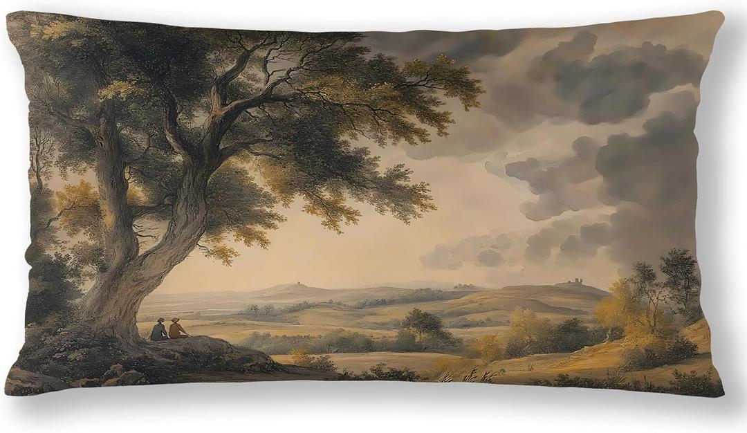 2 x Vintage Farmhouse Nature Pillow Covers 12x20, Cottagecore Countryside Landscape Decorative Throw Pillow Covers Pillowcases for Living Room Home Bedroom