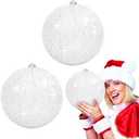 2 Pack 8" Large Christmas Balls Christmas Tree Decoration Ornaments Shatterproof Glitter Christmas Hanging Balls for Christmas Tree Party Wedding Indoor Outdoor Holiday Decoration(White, 8inch-2pcs)