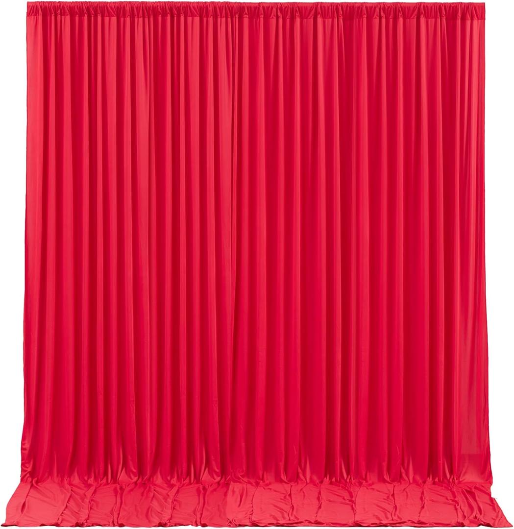 Red Backdrop Curtains 4 Panels-Wrinkle-Free Polyester Photography Drapes Party Photo Backgrounds for Wedding Christmas Photo Backdrops- 16 X10FT (Red)