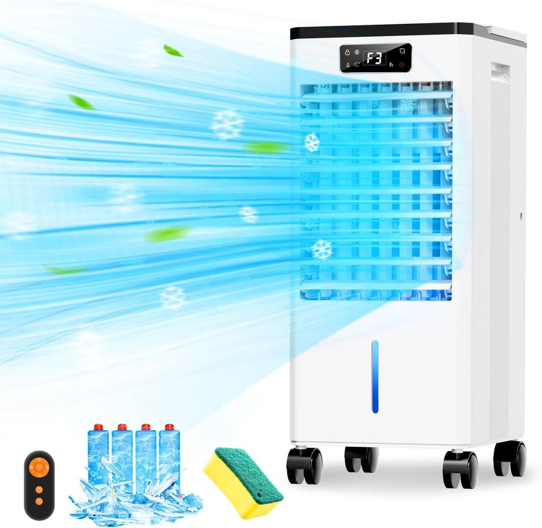 Portable Air Conditioners, 3-IN-1 Evaporative Swamp Cooler, Windowless Air Conditioner, 4 Modes & 3 Speeds, 12H Timer, Child Lock, Smart Remote & Touch Control, Portable Ac Unit for Bedroom, Indoor