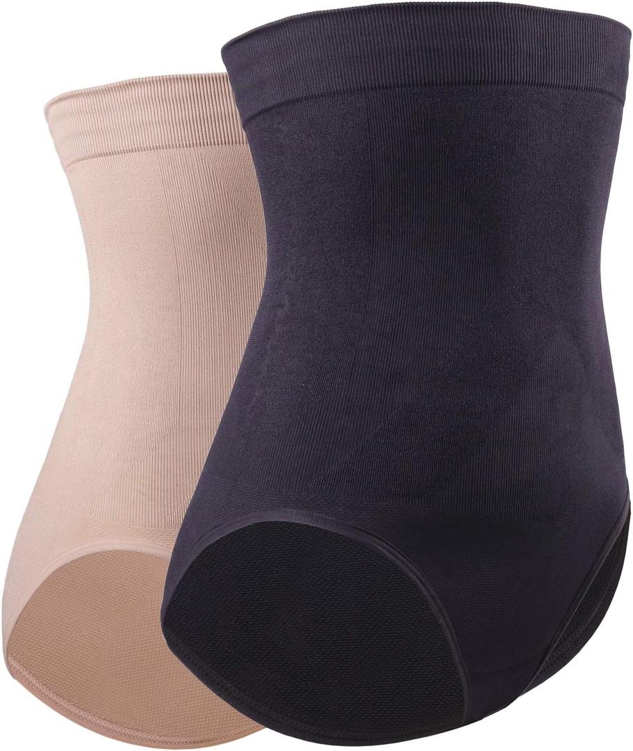 DREAM SLIM High Waisted Body Shaper Tummy Control Shapewear for Women Seamless Panties Girdle Underwear (X-Large-XX-Large, Black/Nude 2 Pack)
