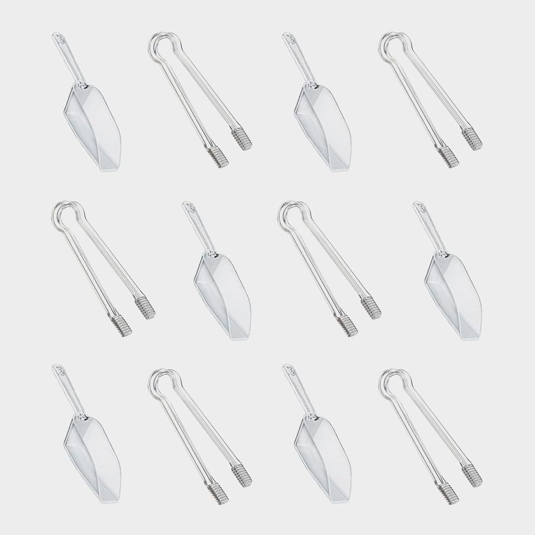 Plastic Ice Tongs and Scoops Mini Kitchen Tongs Utility and Ice Shovel Buffet Scoop for Cocktail Whiskey Tea Party Candy Dessert Buffet