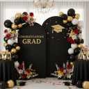 Black Arch Backdrop Cover Set of 2 6FT & 7.2FT Stretch Spandex Arch Covers for Wedding Party Birthday Event Decoration Wrinkle-Free Fitted Arch Background for Round Top Arch Stand
