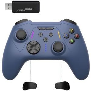 BETMI Wireless Controller for Xbox One, Xbox Series X/S, PC, Hall Effect Joysticks & Trigger, Turbo, Macro, Remapping, Dual Vibration Function, 2.4GHz Gamepad(Blue, no 3.5mm Jack)